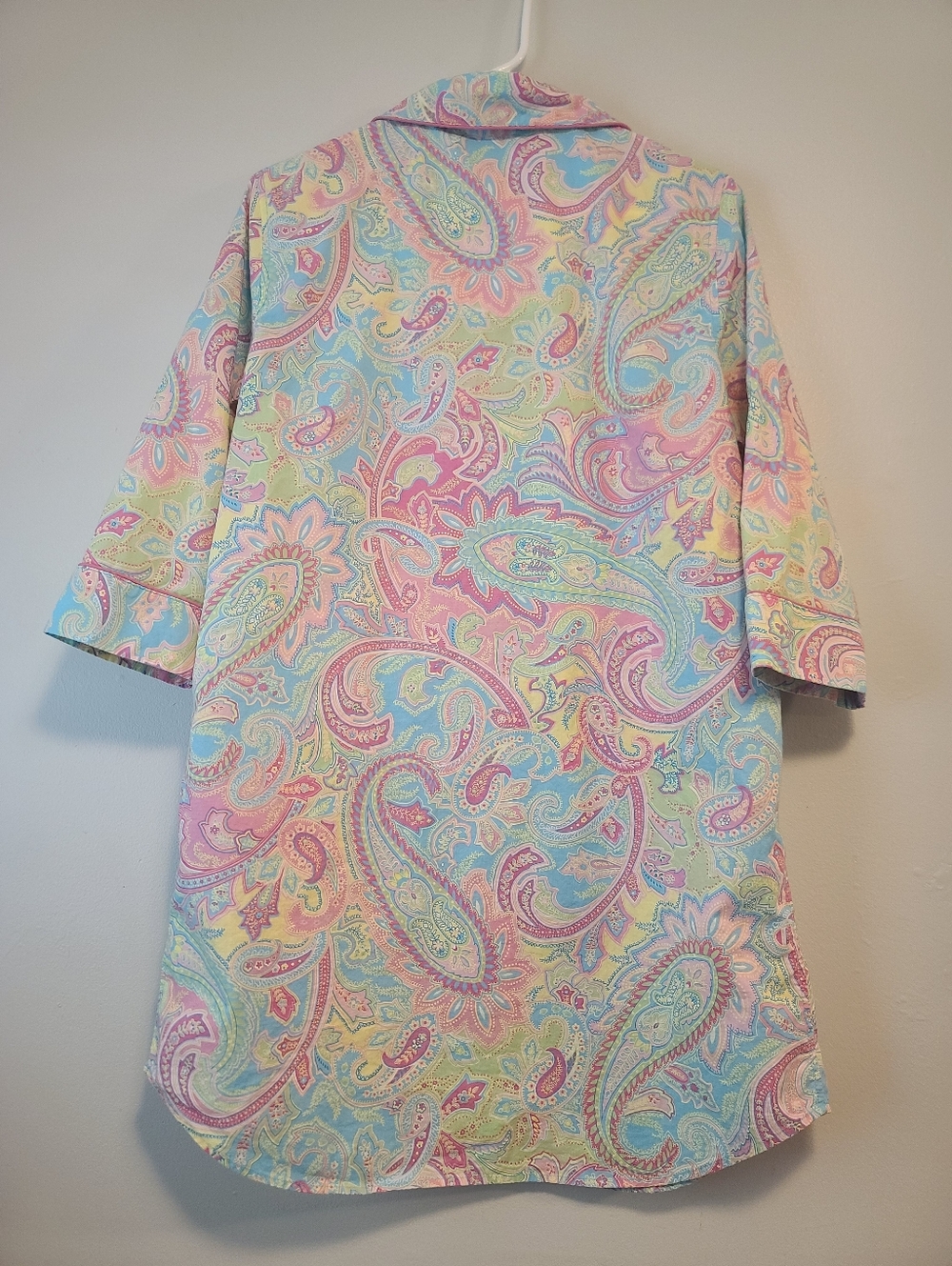 Lauren Ralph Lauren Sleep Shirt Pastel Paisley 100% Cotton Pajama Size L - Picture 2 of 7
